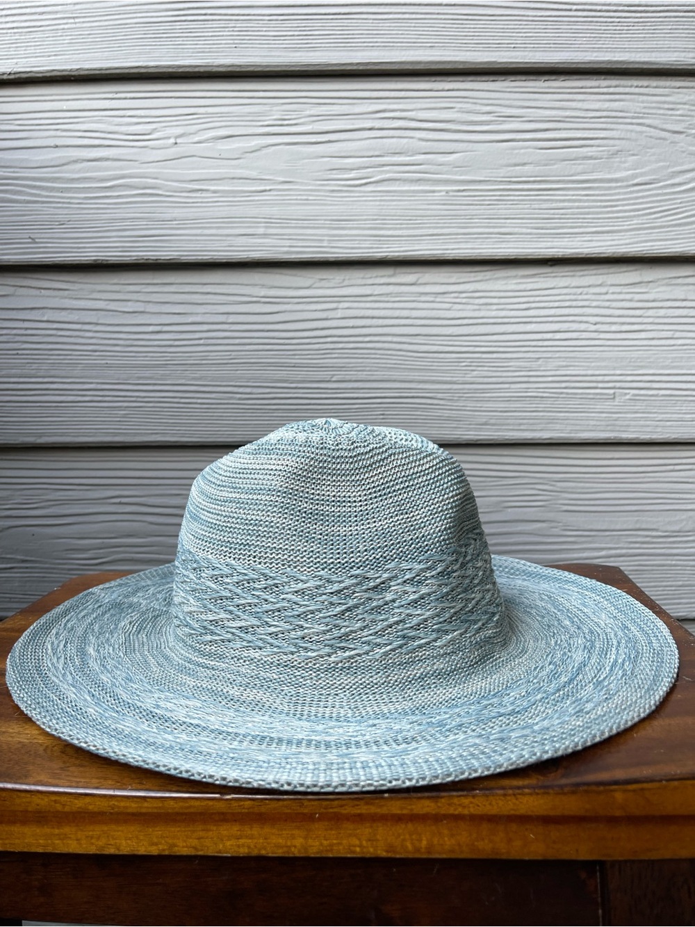 SOLD / Free People Wide Brim Boho Hat Dusty Blue Coastal Cowgirl Festival